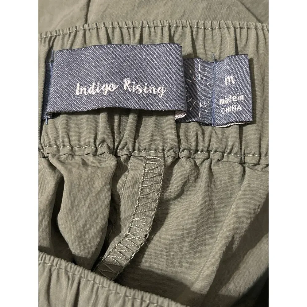 Indigo Rising Cargo Jogger Sweatpants Olive Green Drawstring Pants Womens